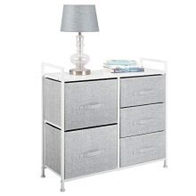 Wide Dresser Storage Tower Easy Pull Fabric Bins