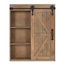 Storage Cabinet with Vanity Mirror and Sliding Barn Door