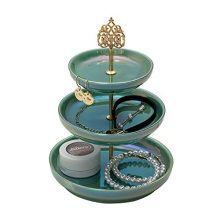 HAWOO Ceramic Vanity Tray,Ring Dish 3-Tirer Jewelry Dish