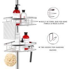 Bathroom Shelf Tension Shower Pole Corner Caddy