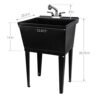Black Utility Sink Laundry Tub With Pull Out Chrome Faucet