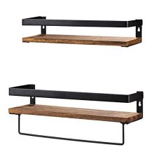 Bathroom Storage Shelf Wall Mounted Set of 2,Rustic Wood Floating Shelves