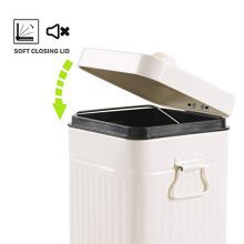 Bathroom Trash Can with Lid, Small White Wastebasket