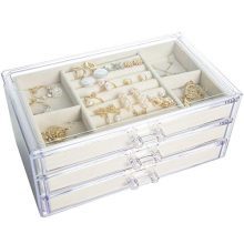 Pinkpum Acrylic Jewelry Box for Women with 3 Drawer