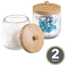 mDesign Glass Bathroom Vanity Storage Organizer Canister Jar