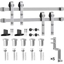 Elevate Your Space with 4FT-18FT Trendy Sliding Bypass Barn Door - Stainless Steel Double Doors Kit