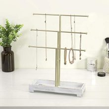 MyGift 3-Tier Gold-Tone Metal Jewelry Display Stand