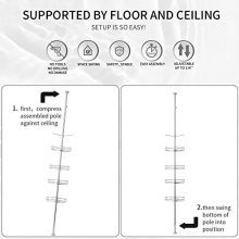 ALLZONE Tension Shower Standing Caddy Corner, Rustproof Stainless Steel