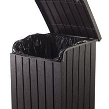 Keter Large Trash Can with Lid for Patio and Outdoor Kitchen
