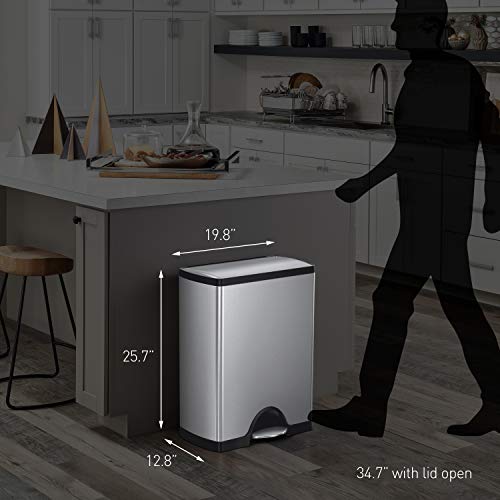 Dual Compartment Recycling Kitchen Step Trash Can