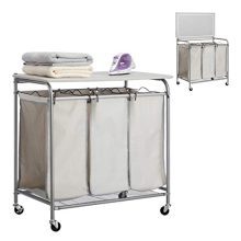Sorter Cart with Foldable Ironing Board with Transparent Net