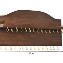 Rustic Wall Mounted Jewelry Organizer with 30 Hooks – Stylish Black Walnut Holder for Necklaces, Earrings, and Bracelets