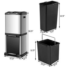 Step Trash Can 8.5 Gallons Stainless Steel Triple