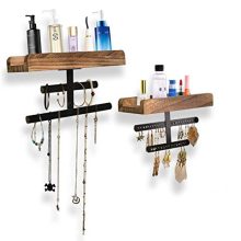 Refrze Rustic Hanging Jewelry Organizer,Wall Mounted