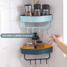 Corner Shower Caddy Adhesive Plastic Shower Shelf with Hooks