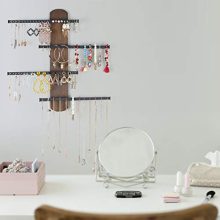 Keebofly Wall Mounted Jewelry Organizer Rustic Wood & Ample Storage