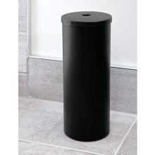 Cade Toilet Paper Reserve Canister - Stylish Matte Black Bathroom Organizer for Master, Guest, Kid's, or Office Toilet