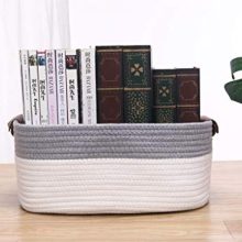 Rectangle Cotton Rope Basket with Handles for Books, Magazines, Toys