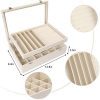 Mebbay Velvet Jewelry Organizer Box with Clear Lid