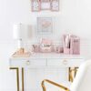 Blu Monaco 5 Piece Pink Office Supplies Desk Organizer Set
