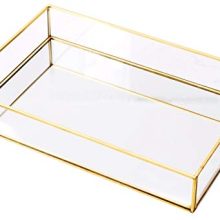 Rectangle Vintage Glass Tray Countertop Holder Dresser Organizer