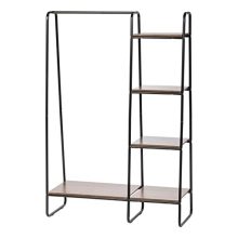 IRIS USA Metal Garment Rack with Wood Shelves