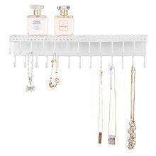 MyGift 26-Hook, White Wall-Mounted Metal Jewelry Organizer