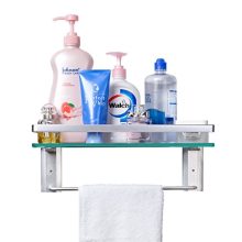 Wall Mounted Tempered Glass Bathroom Shelf