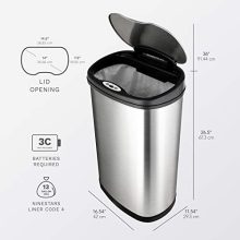 Touchless Motion Sensor Oval Trash Can - 13 Gallon Stainless Steel Bin for a Clean and Hygienic Home! 🗑️✨