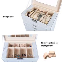 Huge Jewelry Box Mirrored Watch Organizer Necklace Ring