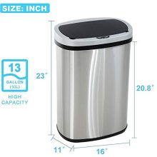 13 Gallon Touch-Free Automatic Stainless-Steel Trash