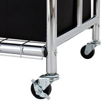 Bag Rolling Laundry Sorter Cart: Heavy-Duty, Hanging Bar, and Chrome Finish for Ultimate Convenience!