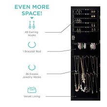 Greatest Alternative Full-Length Tilting Mirrored Jewelry Armoire with Velvet Lining – Lockable, 48 Necklace Hooks, Adjustable Tilt & Ample Storage