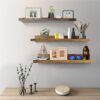 Maximize Your Space – 24” Floating Wall Shelves Set of 3 with Picture Ledge, Rustic Wood