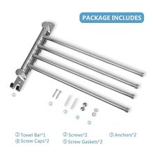 Towel Rack SUS304 Stainless Steel - Wall-Mounted 4-Arm Towel Bar for Bathroom and Kitchen - Space-Saving Towel Hanger