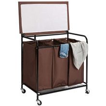 3-Bag Heavy-Duty Rolling Laundry Cart with Ironing Board - Organize and Simplify Your Laundry Routine with Style