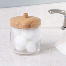 mDesign Glass Bathroom Vanity Storage Organizer Canister Jar