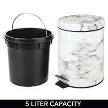 mDesign 5 Liter Round Small Step Trash Can Wastebasket