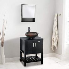 Storage Cabinet with Mirror Adjustable Wall Mounted Cabinet Black