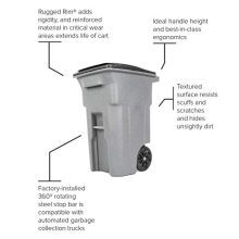 2-Wheeled Trash Can with Attached Lid