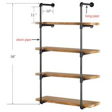 Industrial Wall Mount Iron Pipe Shelf