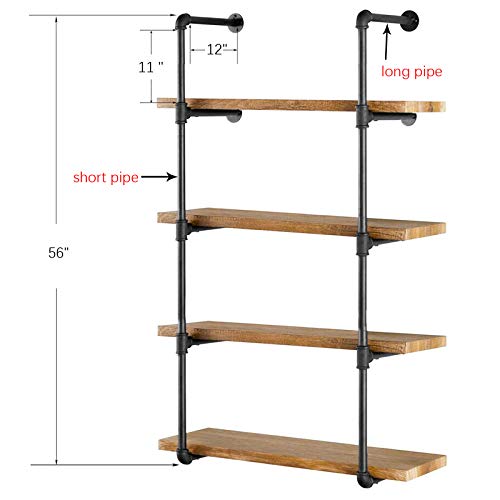 Industrial Wall Mount Iron Pipe Shelf