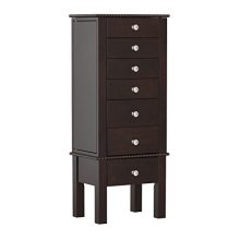 Elegant Hives and Honey 'Crystal' Jewelry Armoire - Espresso Finish with Necklace Hooks, Pull-Out Drawers & Ample Storage