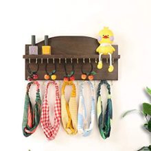 Rustic Wall Mounted Jewelry Organizer with 30 Hooks – Stylish Black Walnut Holder for Necklaces, Earrings, and Bracelets