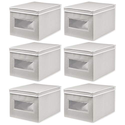 mDesign Soft Stackable Fabric Closet Storage Organizer