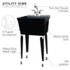 Black Utility Sink Laundry Tub With Pull Out Chrome Faucet