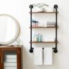 IBUYKE Industrial Wall Shelf, Rustic Iron Pipe Floating Shelf