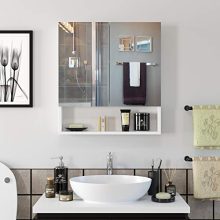 Wall Mirror Cabinet with Double Doors and Adjustable Shelf