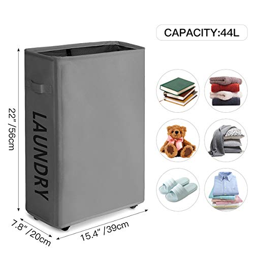 Chrislley 45L Slim Rolling Laundry Hamper Wheels