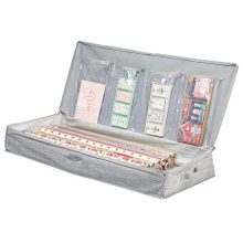 Soft Stripe Long Gift Wrap Bag - Stylish Storage for Wrapping Paper, Bows, and Ribbons - Taupe/Tan